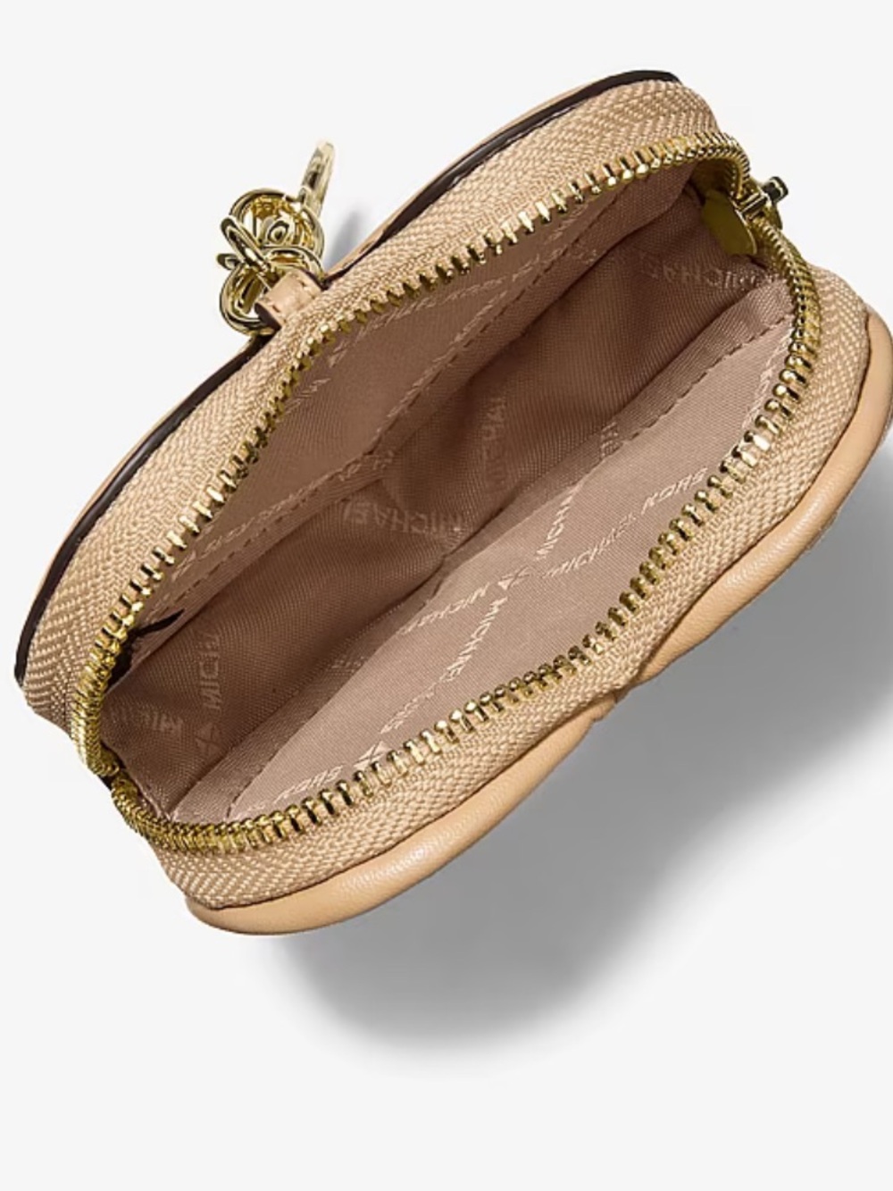 Michael Kors Tan Quilted Heart Keyring Coin Pouch Matelassé Bag Charm - Picture 2 of 9